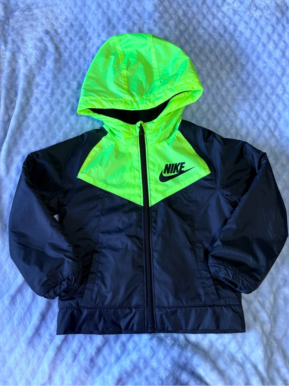 Nike Boys 3T Coat, Black with Neon Green Accents
